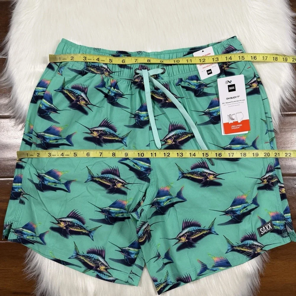 Saxx‎ Men's Size Medium Fish Print Oh Buoy 2N1 Volley 7